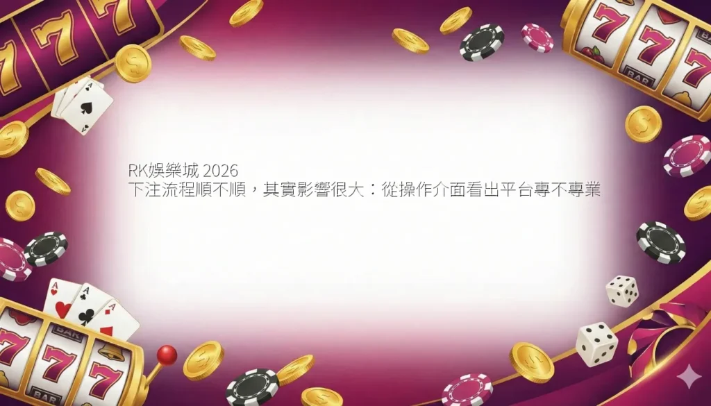 RK娛樂城 2026 下注流程順不順，其實影響很大：從操作介面看出平台專不專業